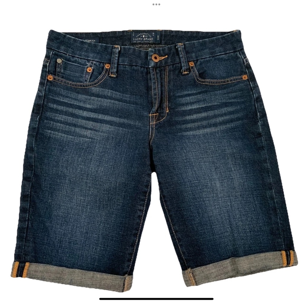 Lucky Brand Womens Size 6/28 Boardwalk Bermuda Jean Shorts Stretch Denim Cuffed